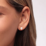 Button Pearl Stud Earrings