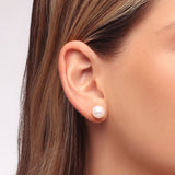 Round Pearl Stud Earrings
