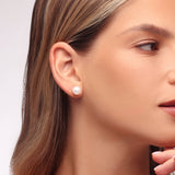 Round Pearl Stud Earrings