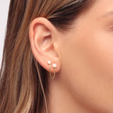 Double Pearl Chain Stud Single Earring