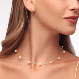 Double Pearl Chain Stud Single Earring