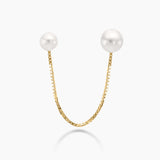 Double Pearl Chain Stud Single Earring