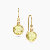 Round Gemstone & Diamond Drop Earrings