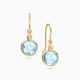 Round Gemstone & Diamond Drop Earrings