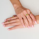 Blue Topaz, Peridot, and Rhodolite Gemstones Stack Ring