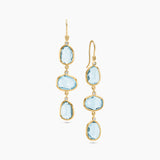 Oval Cut Sky Blue Topaz Gemstone & Diamond Bezel Triple Drop Earrings
