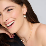 Pearl, Black Oxidized Diamond and White Diamond Drop Earrings