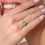 Round Blue Topaz Gemstone & Diamond Ring
