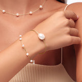 Pearl and Gold Cord Bracelet
