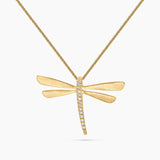 Brushed Gold & Diamond Firefly Pendant