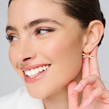 Brushed Gold & Diamond Butterfly Drop Earrings