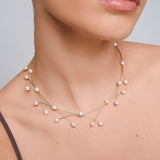 Multi-Pearl and Gold Flex Cable Necklace