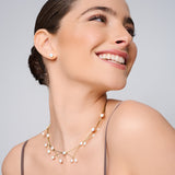 Multi-Pearl and Gold Flex Cable Necklace
