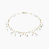 Multi-Pearl and Gold Flex Cable Necklace