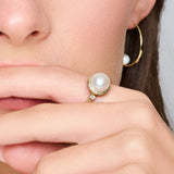 Pearl and 14k Gold Halo Ring