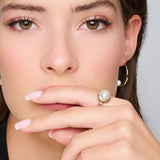 Pearl and 14k Gold Halo Ring