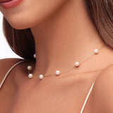 Gold Cord Necklace With 6mm pearls