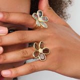 Gemstone & Diamond Floral Ring
