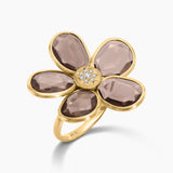 Gemstone & Diamond Floral Ring