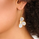 Gemstone & Diamond Floral Drop Earrings