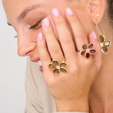 Gemstone & Diamond Floral Drop Earrings