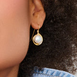 Pearl & Diamond Swirl Drop Earrings