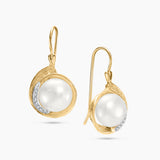 Pearl & Diamond Swirl Drop Earrings