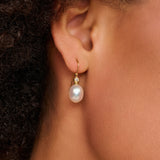 Briolette Pearl and Diamond Drop Earrings