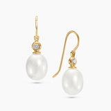 Briolette Pearl and Diamond Drop Earrings