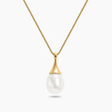 Briolette Pearl and Diamond Pendant Necklace