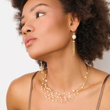 Nugget Pearl and Diamond Tassle Drop Earrings