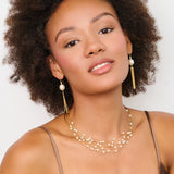 Nugget Pearl and Diamond Tassle Drop Earrings