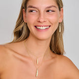 Large Leaf Gold & Diamond Drop Earrings