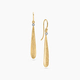 Large Leaf Gold & Diamond Drop Earrings