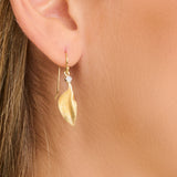 Small Leaf Gold & Diamond Drop Earrings