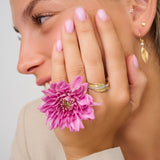 Small Leaf Gold & Diamond Drop Earrings