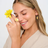 Small Leaf Gold & Diamond Drop Earrings