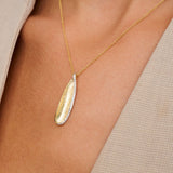 Gold Leaf & Diamond Edge Pendant Necklace