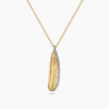 Gold Leaf & Diamond Edge Pendant Necklace
