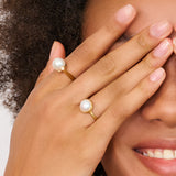 Pearl & Brushed Gold Ring