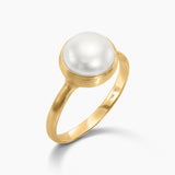 Pearl & Brushed Gold Ring