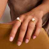 Pearl & Gold Flexi Cable Wrap Ring