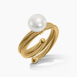 Pearl & Gold Flexi Cable Wrap Ring