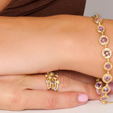 Blue Topaz, Lolite, Peridot, and Rhodolite Gemstone Stack Ring