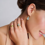 Briolette Cut Blue Topaz Gemstone & Diamond Earrrings