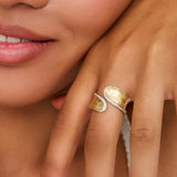 Overlay Feather Gold and Diamond Ring