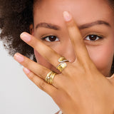 Overlay Feather Gold and Diamond Ring