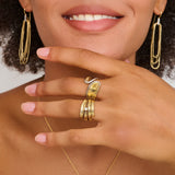 Overlay Feather Gold and Diamond Ring