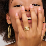 Multi Row Feather Gold and Diamond Ring