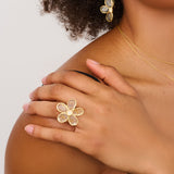 Rutile Quartz Gemstone & Diamond Floral Ring
